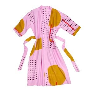Unisex - Lilac and Black Polka Dot Robe from Block Shop Textiles | FREE SHIPPING